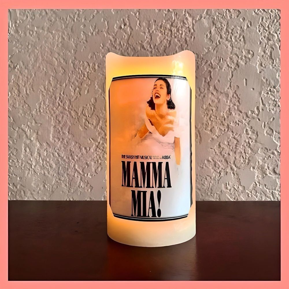 *30off3* NWOT. MAMMA MIA MusicalTheater Flameless Candle w Timer